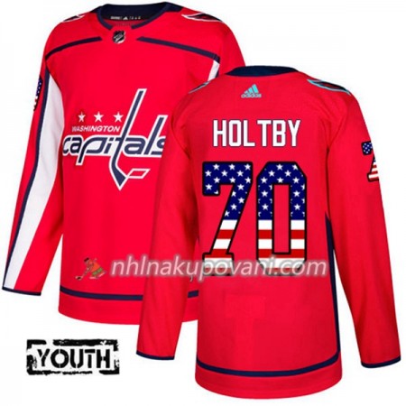 Washington Capitals Dresy Braden Holtby 70 2017-2018 USA Flag Fashion Černá Adidas Authentic - Dětské